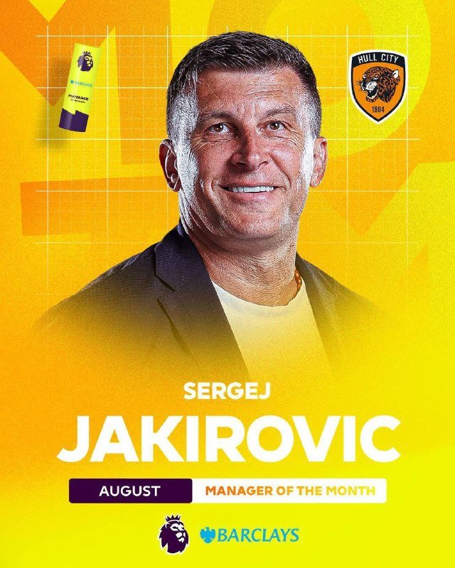АПЛ тамыз айының үздіктері: Якирович — үздік бапкер, Жоао Педро — үздік ойыншы